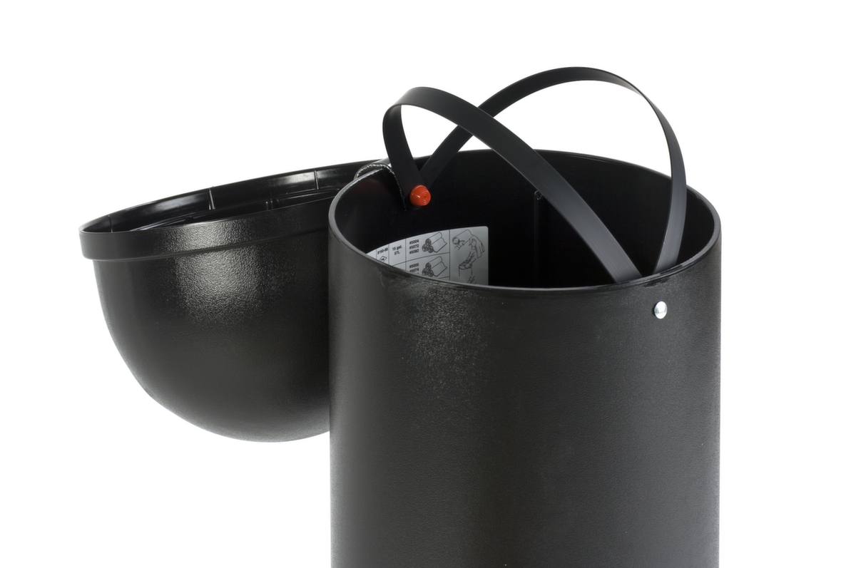 Rubbermaid Feuerhemmender Abfallbehälter, 57 l, schwarz, Deckel schwarz Detail 1 ZOOM