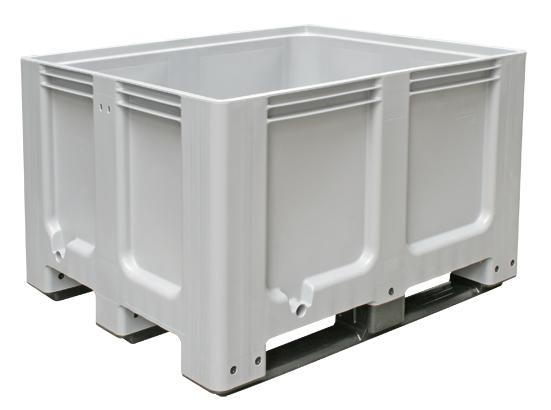 Großbehälter für Kühlhäuser, Inhalt 610 l, grau, 3 Kufen Standard 1 ZOOM