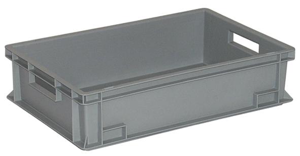 Euronorm-Stapelbehälter Basic mit verstärktem Rippenboden, grau, Inhalt 27 l