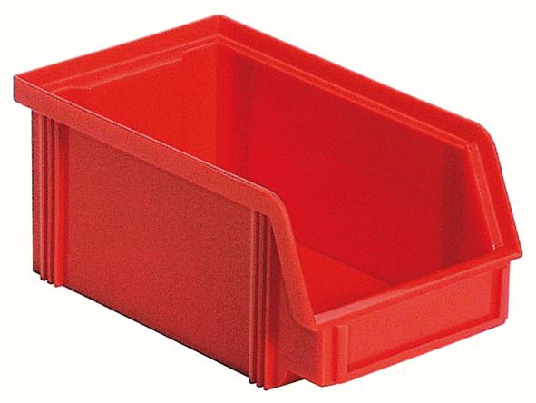 Stapelbarer Sichtlagerkasten Classic mit großer Griffmulde, rot, Tiefe 170 mm Standard 1 ZOOM