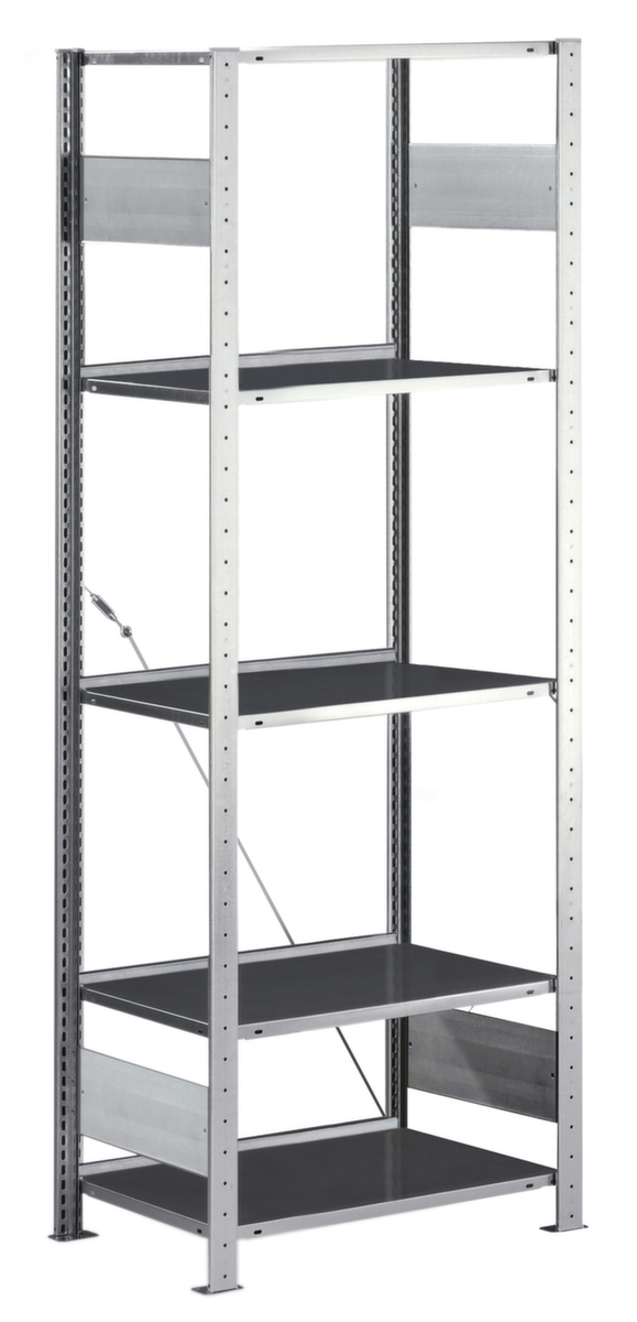 META Steckregal Grundfeld mit Anschlagkante, Höhe x Breite x Tiefe 2000 x 806 x 336 mm, 5 Böden Standard 2 ZOOM