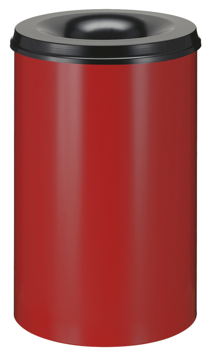 Selbstlöschender Papierkorb aus Stahl, 110 l, rot, Kopfteil schwarz Standard 1 ZOOM
