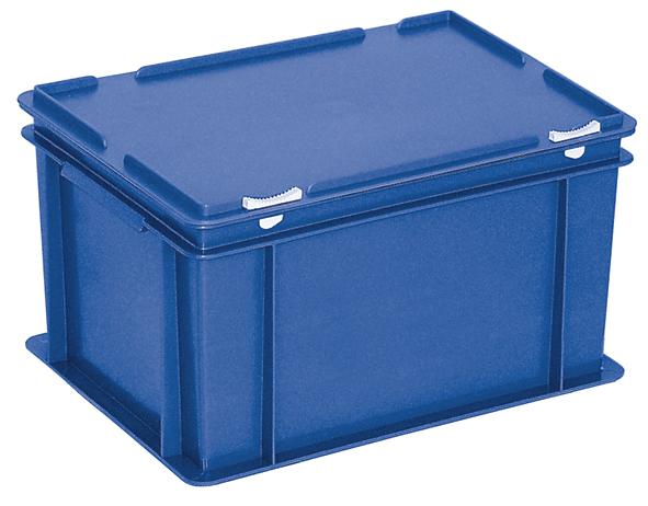 Euronombehälter mit Scharnierdeckel, blau, HxLxB 235x400x300 mm