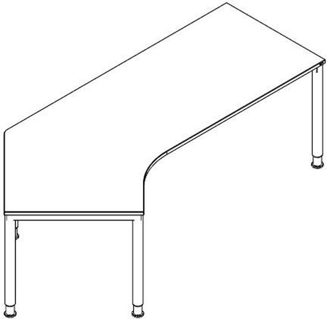Höhenverstellbarer Winkel-Schreibtisch RQ60 mit 4-Fußgestell Standard 1 ZOOM