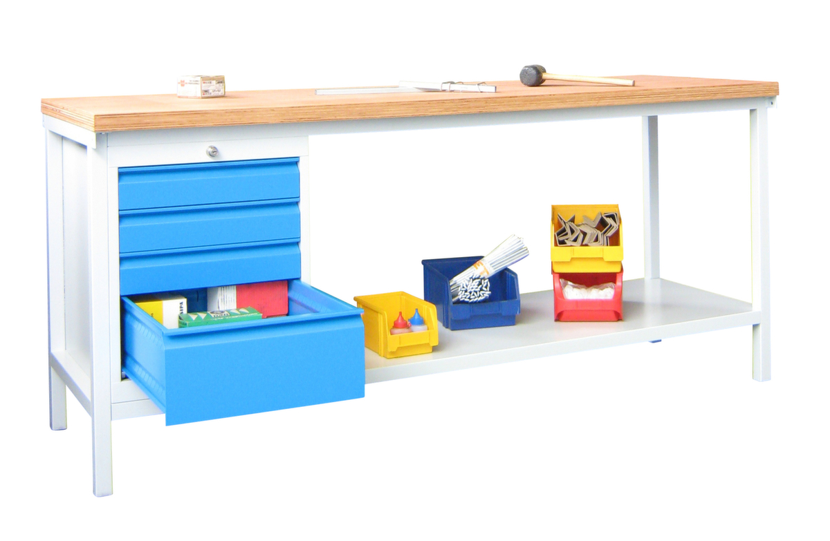 PAVOY Werkbank mit verschiedenen Unterbauten, 1 Schubladenblock, 1 Ablageboden Standard 1 ZOOM