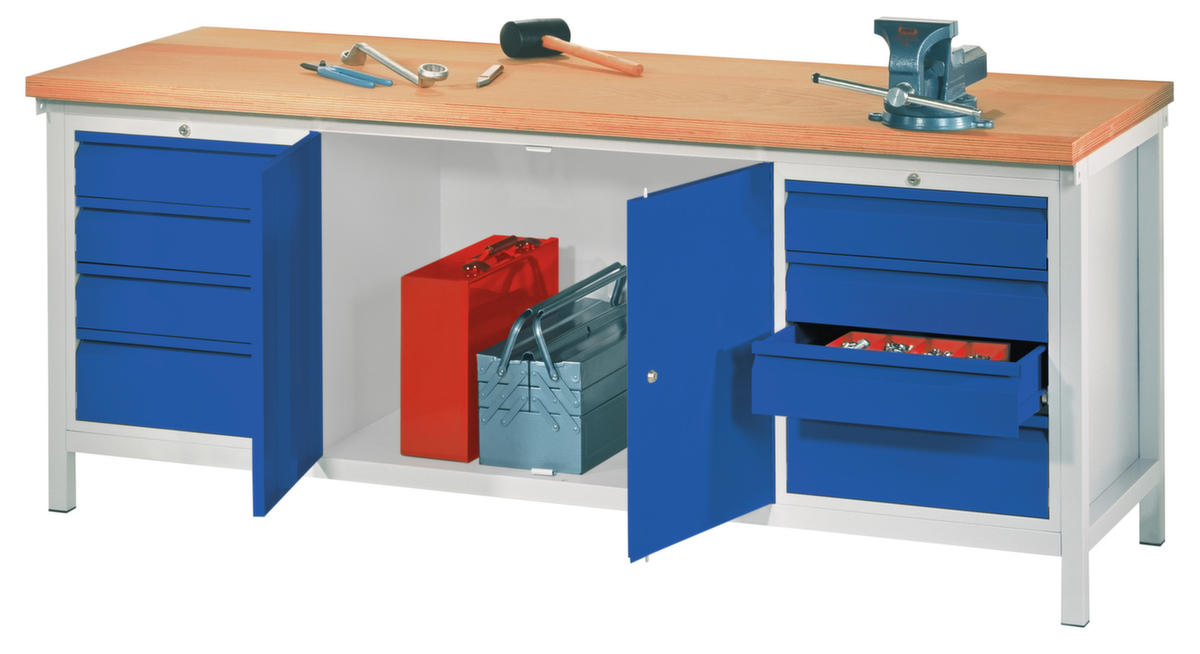 PAVOY Werkbank mit verschiedenen Unterbauten, 8 Schubladen, 1 Schrank Standard 2 ZOOM