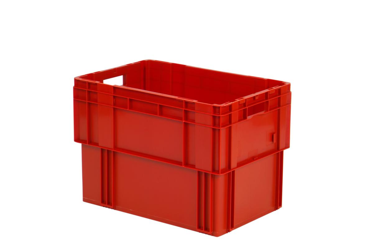 Euronorm-Drehstapelbehälter mit Rippenboden, rot, Inhalt 80 l