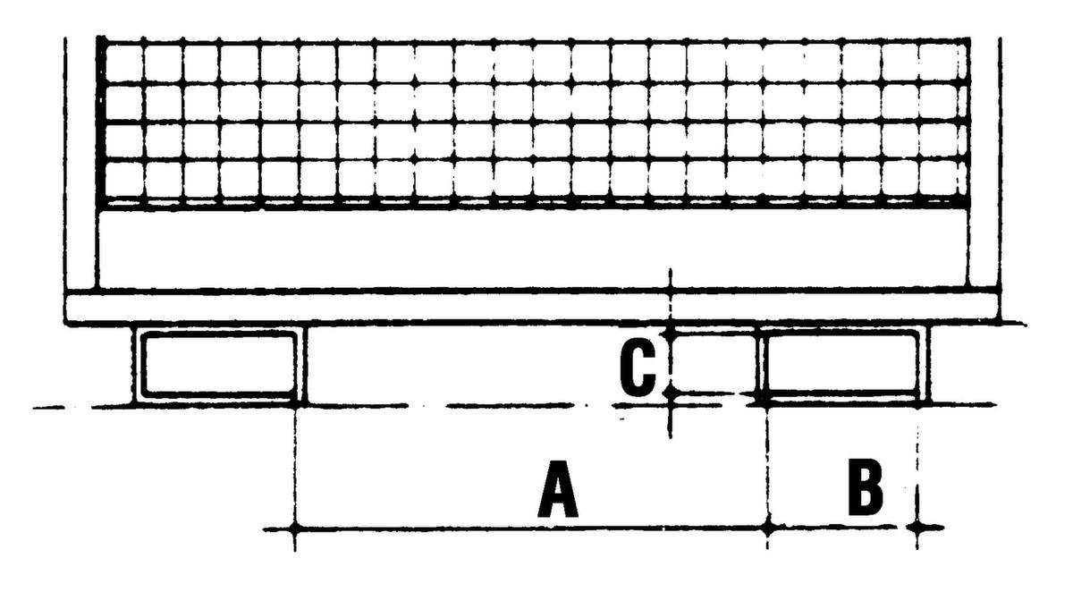 Bauer Arbeitsbühne, Ausführung A, RAL2000 Gelborange, Einfahrmöglichkeit Von der Breitseite Technische Zeichnung 1 ZOOM