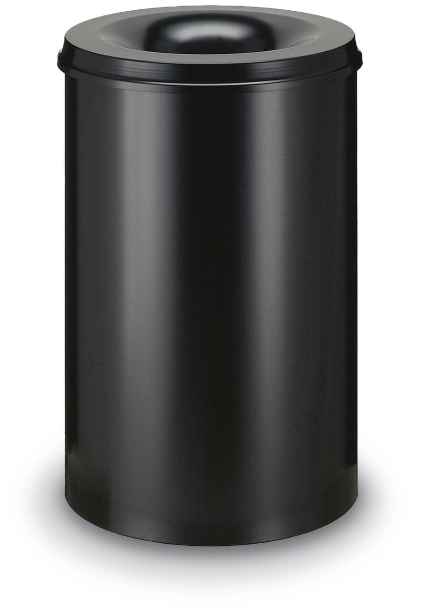 Selbstlöschender Papierkorb aus Stahl, 110 l, schwarz, Kopfteil schwarz Standard 1 ZOOM