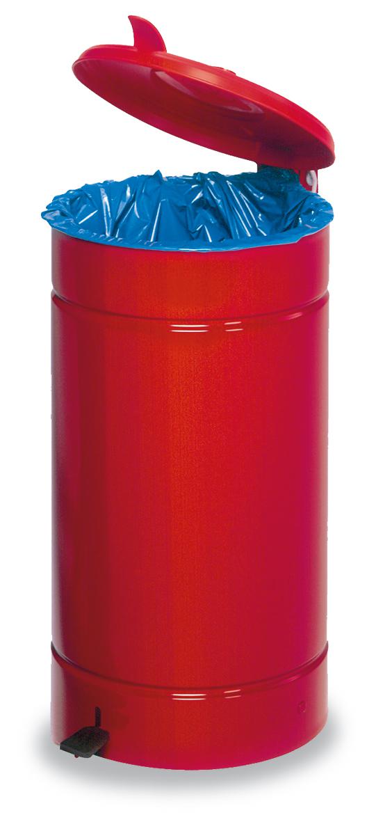 Wertstoffsammler Euro-Pedal für 70-Liter-Säcke, 70 l, RAL3000 Feuerrot, Deckel rot Standard 1 ZOOM