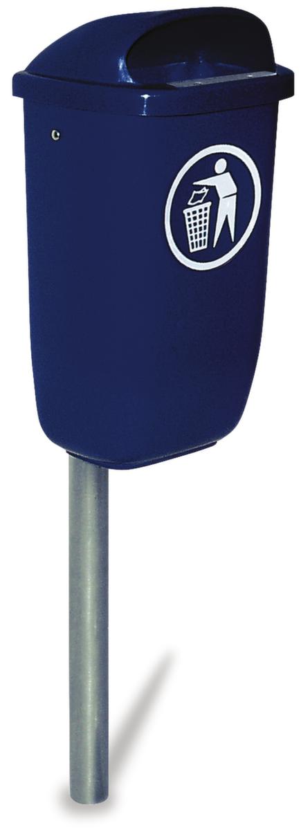 Abfallbehälter nach DIN 30713, 50 l, Zur Wand- oder Pfostenmontage, blau Standard 1 ZOOM
