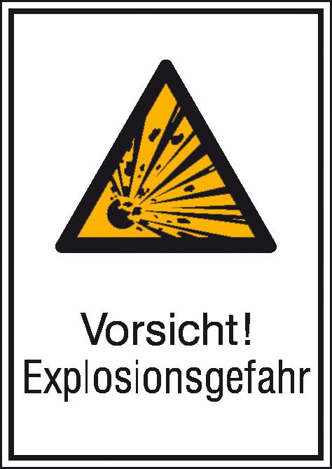Warnkombischild "Vorsicht! Explosionsgefahr", Aufkleber Standard 1 ZOOM