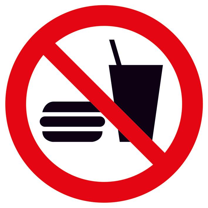 Verbotsschild Essen und Trinken verboten, Aufkleber, Standard Standard 1 ZOOM