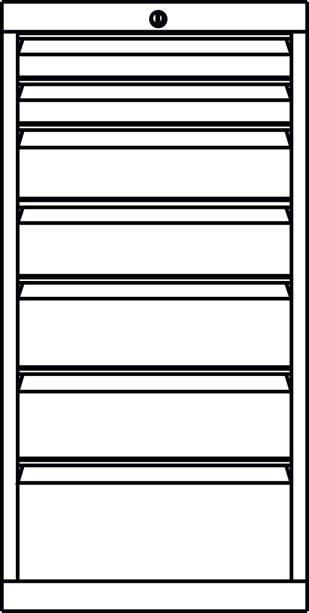 PAVOY Schubladenschrank Basis Plus, 7 Schublade(n) Technische Zeichnung 1 ZOOM
