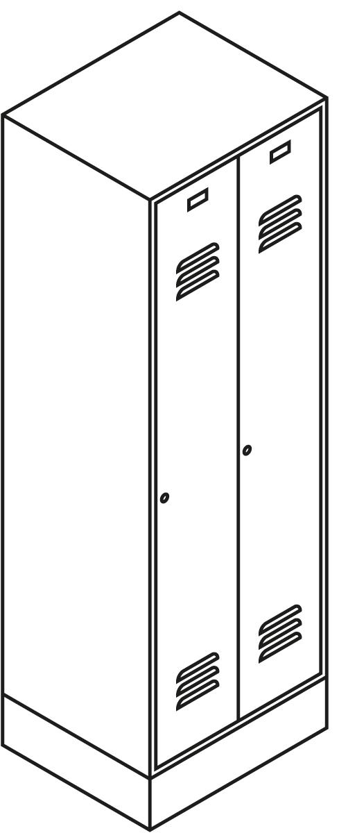 PAVOY Garderobenschrank Basis mit 2 Abteilen, Abteilbreite 300 mm Technische Zeichnung 2 ZOOM