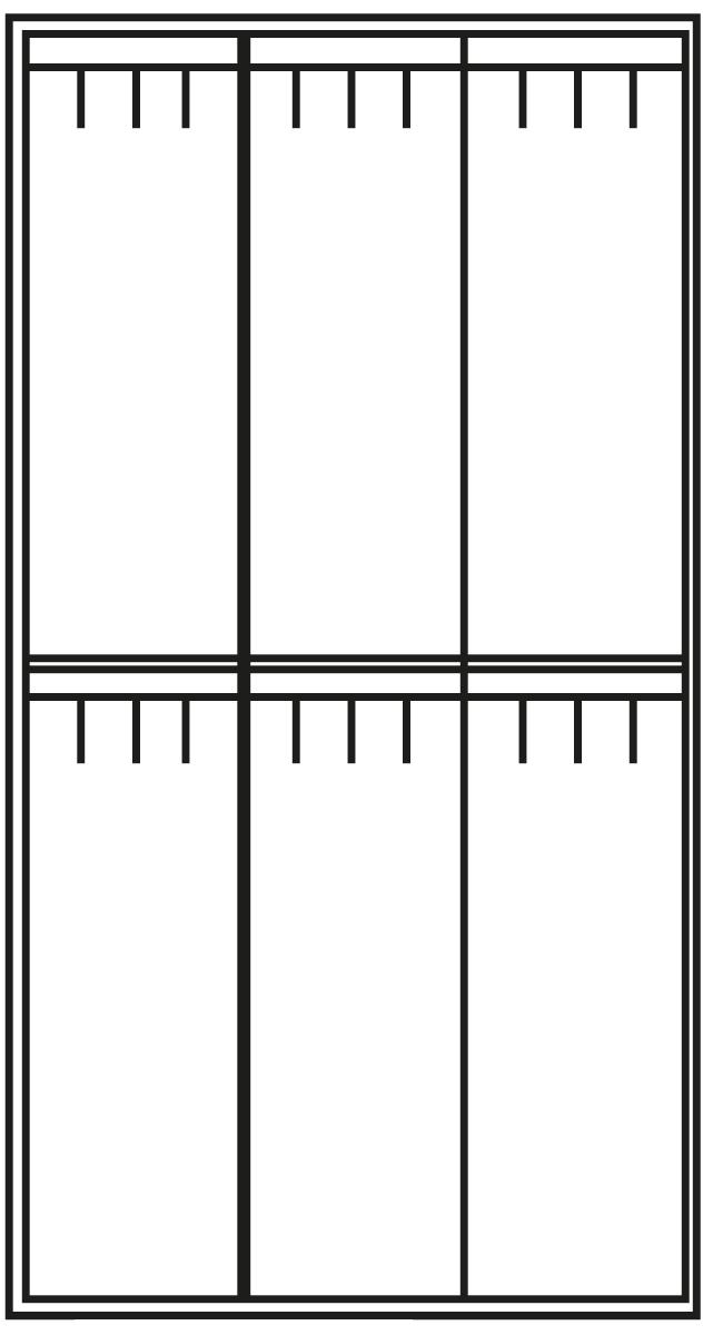 C+P Doppelstöckiger Umkleideschrank Evolo mit untergebauter Sitzbank + 3x2 ABteile, Abteilbreite 300 mm Technische Zeichnung 1 ZOOM