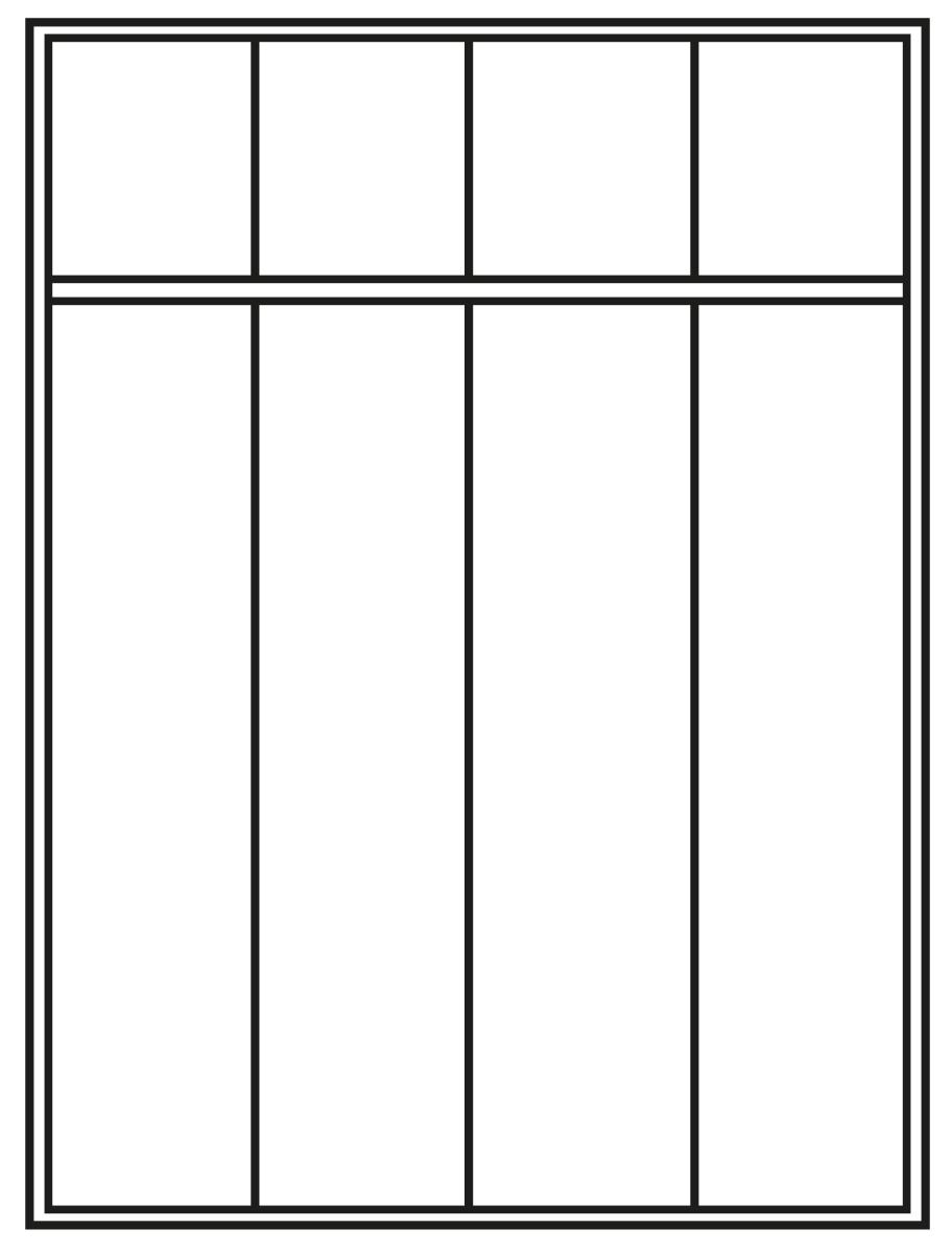 C+P Garderobenschrank Classic mit 4 Abteilen Türen geschlitzt, Abteilbreite 400 mm Technische Zeichnung 1 ZOOM