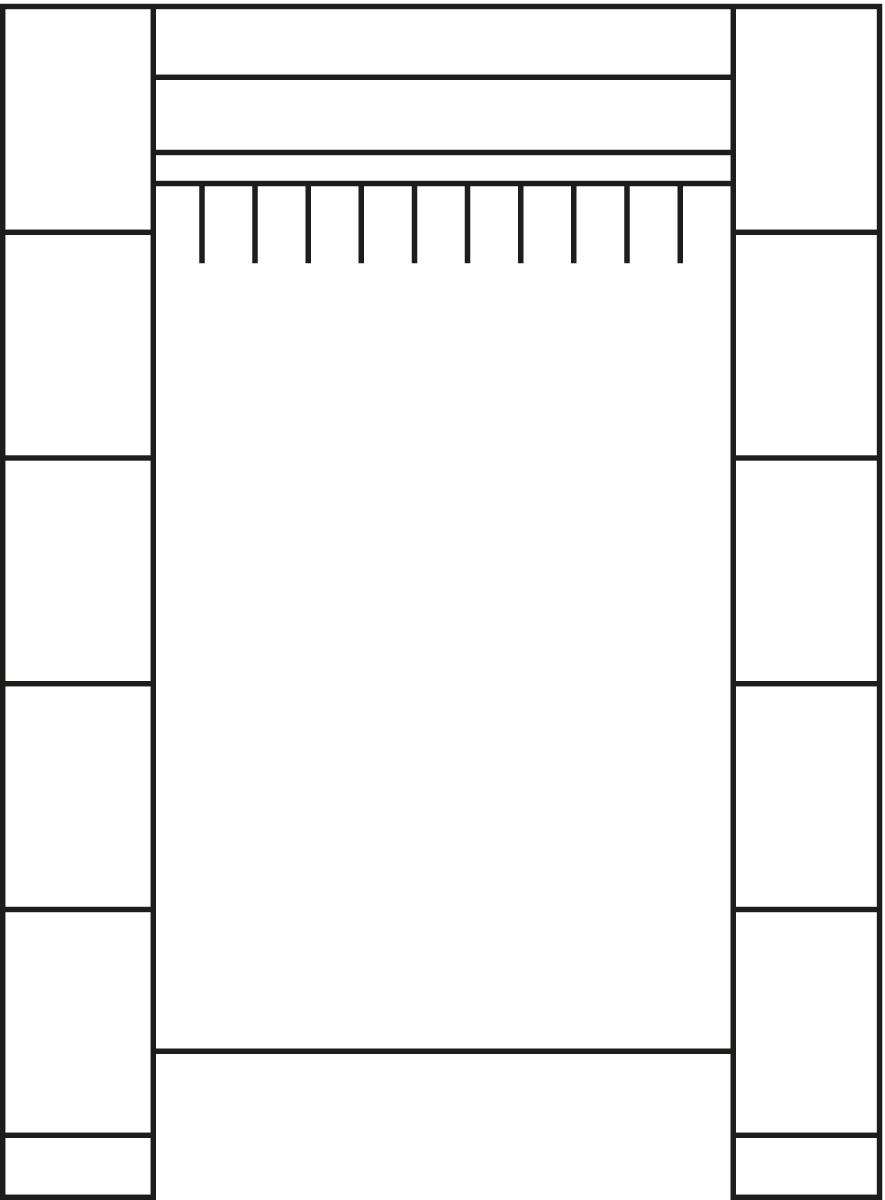 C+P Schließfach-Garderobe Classic lichtgrau mit 10 Fächern + Hutablage + Schuhrost, Breite 1870 mm Technische Zeichnung 1 ZOOM