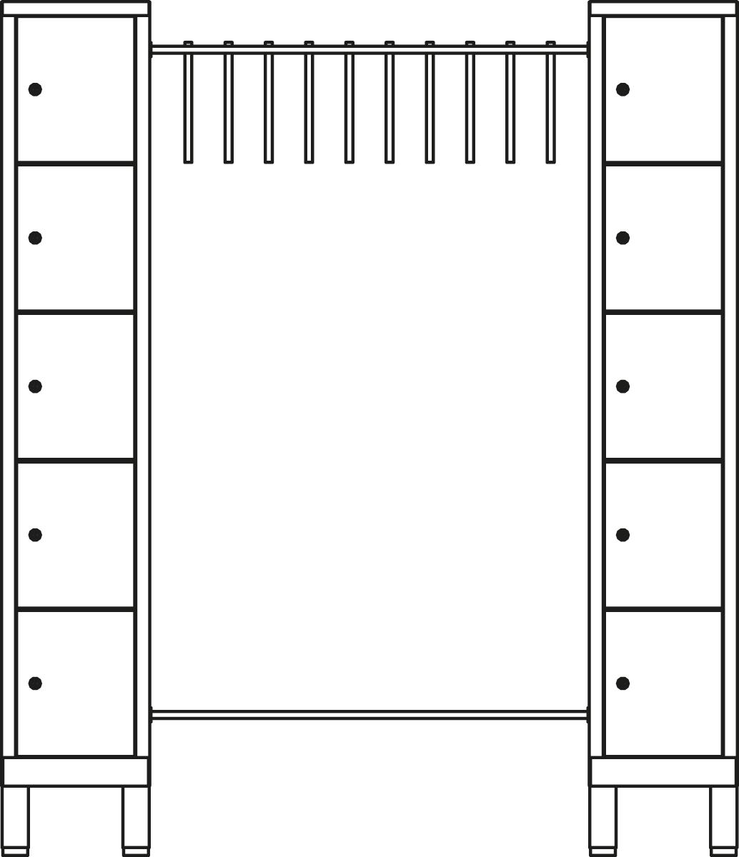 C+P Schließfach-Garderobe Evolo, Breite 1600 mm Technische Zeichnung 1 ZOOM