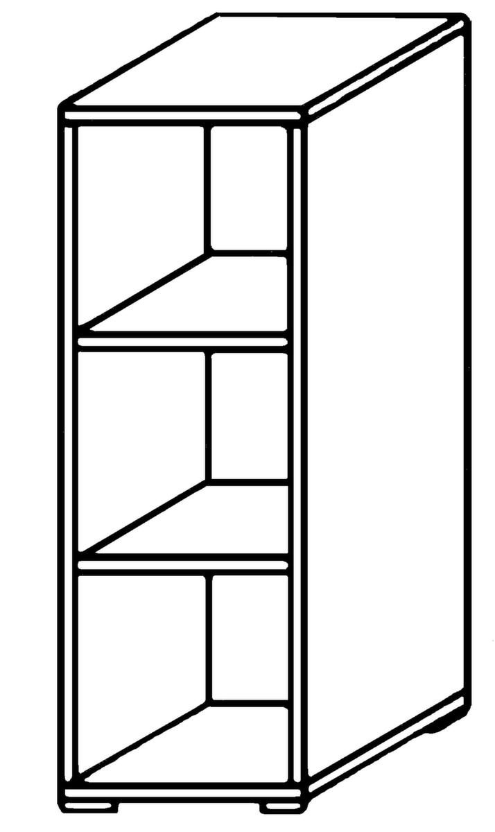 Büroregal Sina mit Rückwand, Breite 406 mm, 3 OH, Buche Technische Zeichnung 1 ZOOM