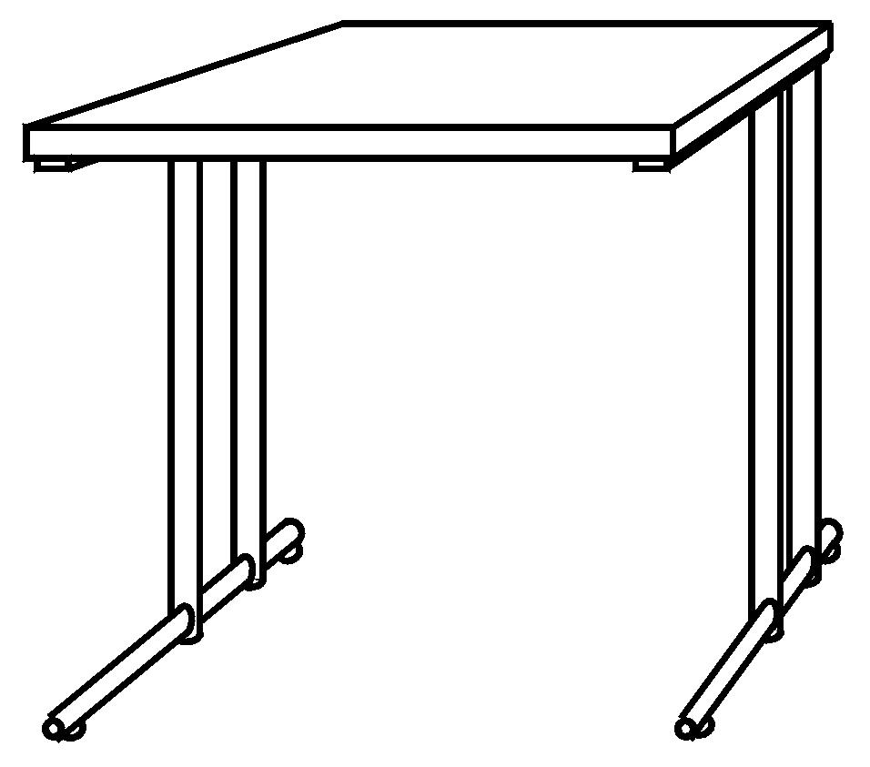Schreibtisch Terra Nova mit C-Fußgestell, Breite x Tiefe 800 x 800 mm, Platte weiß Technische Zeichnung 1 ZOOM