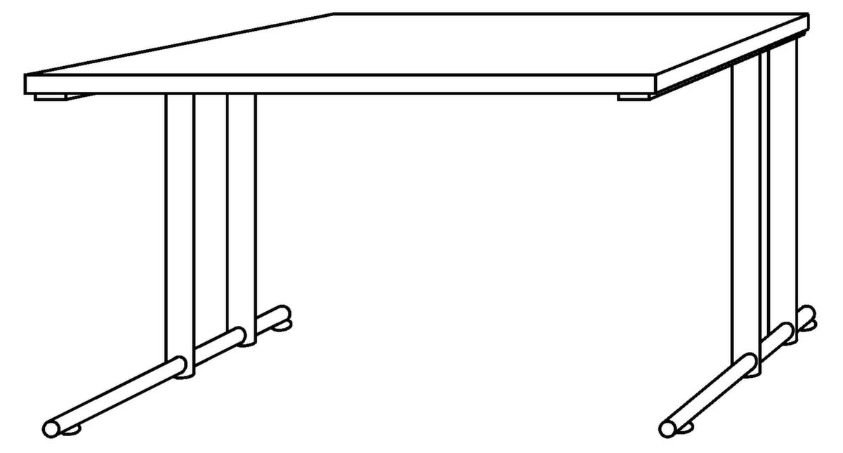 Schreibtisch Terra Nova mit C-Fußgestell, Breite x Tiefe 1200 x 800 mm, Platte weiß Technische Zeichnung 1 ZOOM