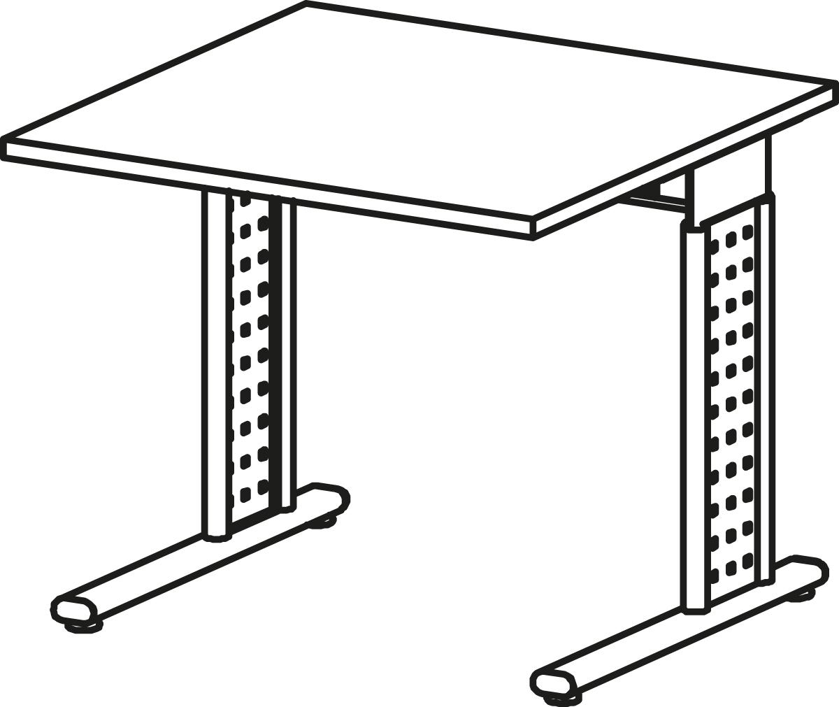 Gera Höhenverstellbarer Schreibtisch Milano mit C-Fußgestell Technische Zeichnung 1 ZOOM