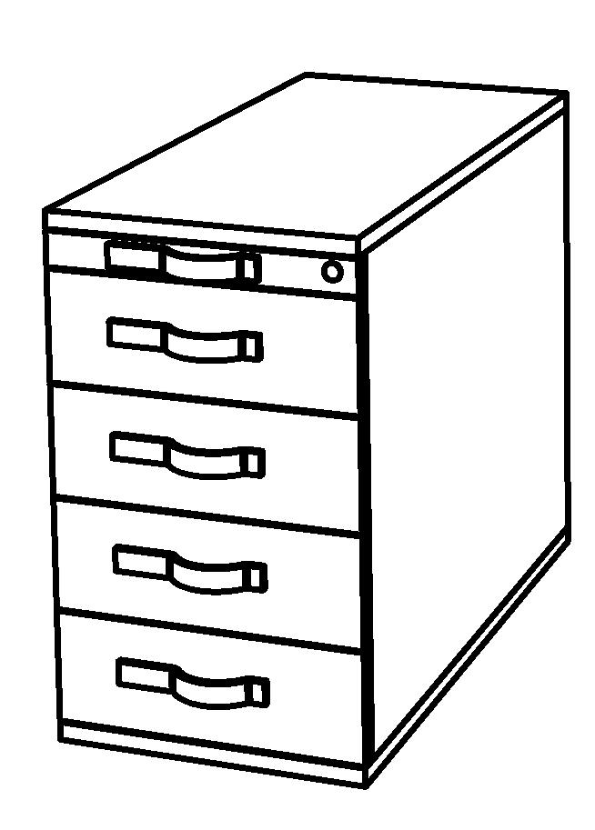 Standcontainer Up and Down, 4 Schublade(n), Ahorn/Ahorn Technische Zeichnung 1 ZOOM