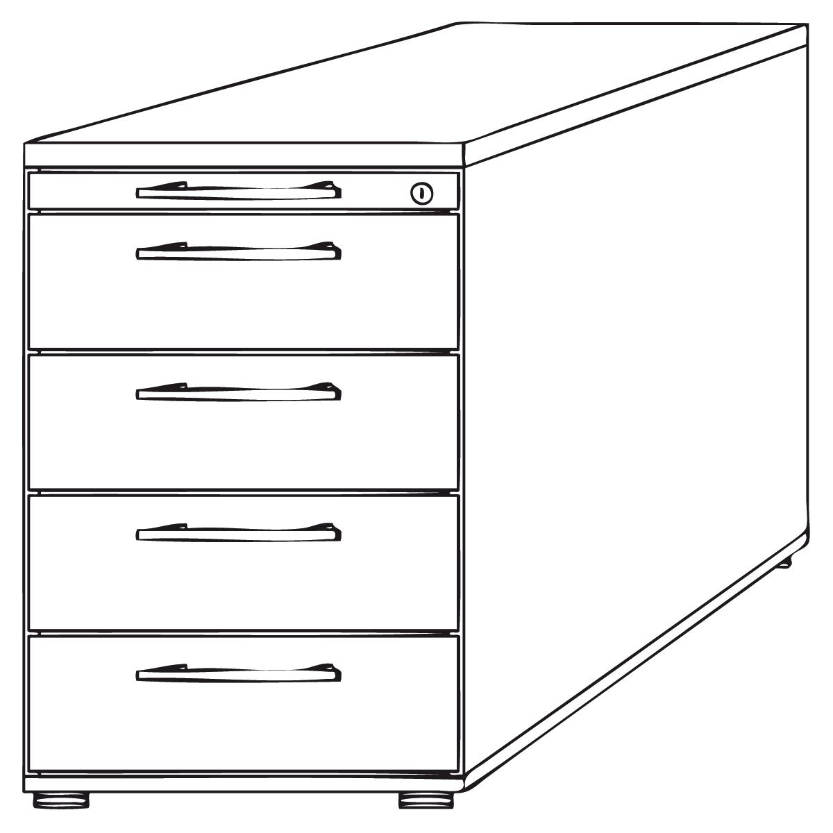 Standcontainer Solid mit Schubladen, 4 Schublade(n), weiß/weiß Technische Zeichnung 1 ZOOM