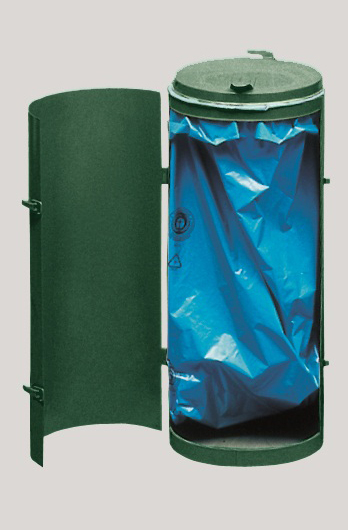 VAR Müllsackständer Kompakt 70 L rundum geschlossen mit Tür, für 70-Liter-Säcke, RAL6005 Moosgrün, Deckel RAL6005 Moosgrün Standard 1 ZOOM