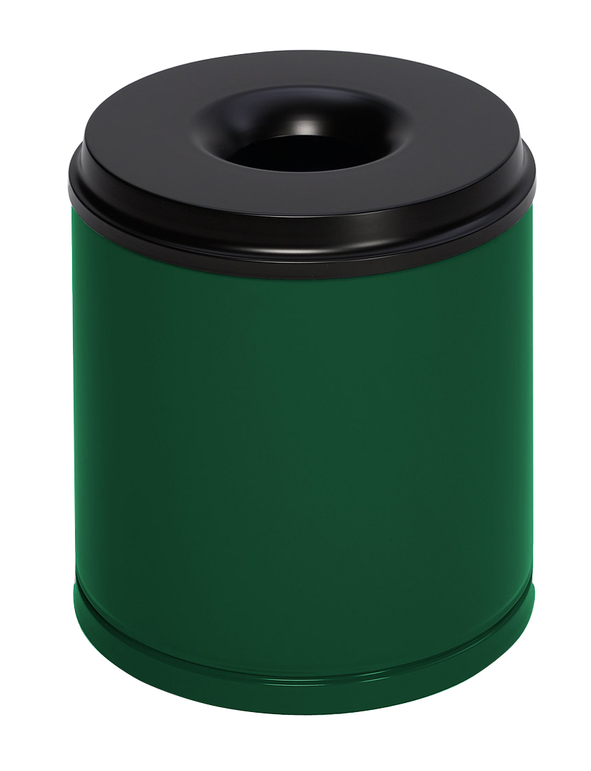 VAR Papierkorb mit Löschkopf, 30 l, RAL6001 Smaragdgrün, Kopfteil schwarz Standard 1 ZOOM