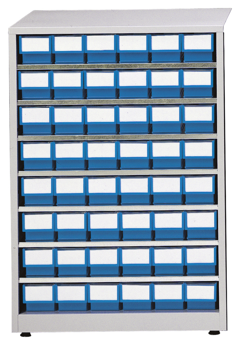 Treston Großes Lagermagazin, 48 Schublade(n), RAL7035 Lichtgrau/blau