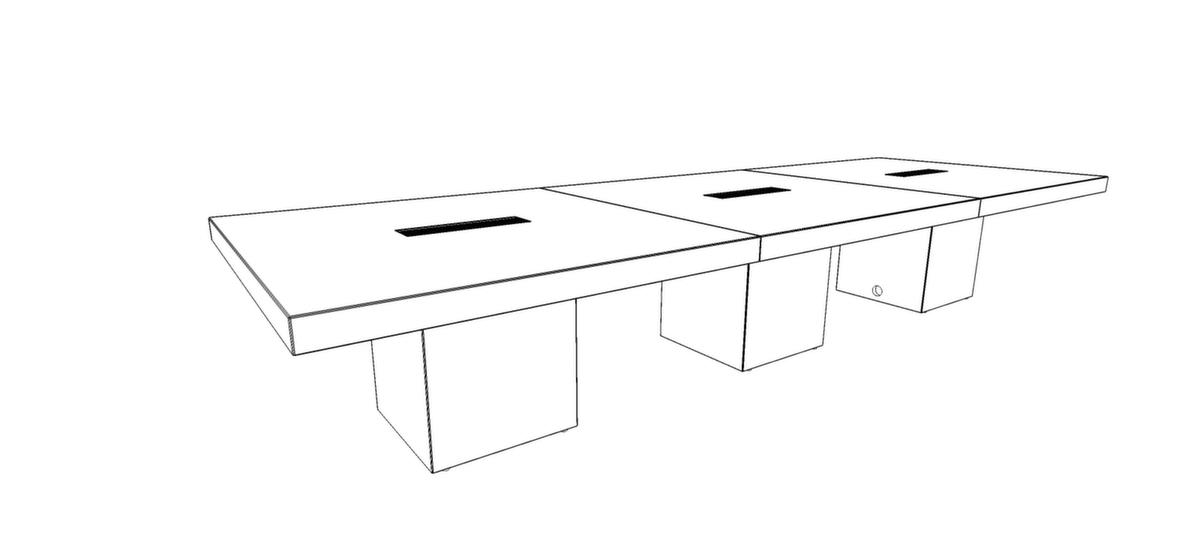 Quadrifoglio Konferenztisch T45 mit kubischem Gestell, Breite x Tiefe 4200 x 1400 mm, Platte Ulme Technische Zeichnung 1 ZOOM