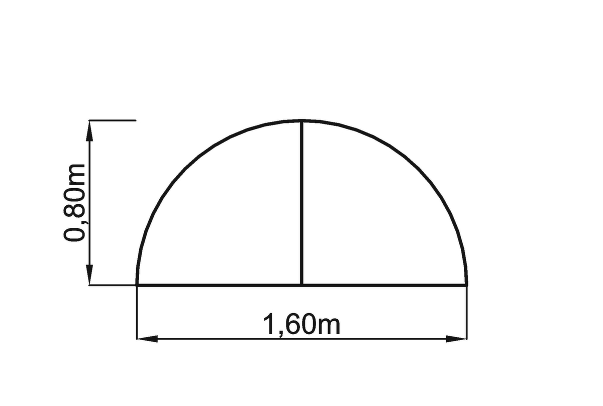 Anbauplatte Sina, Breite x Tiefe 1600 x 800 mm, Platte weiß Technische Zeichnung 2 ZOOM