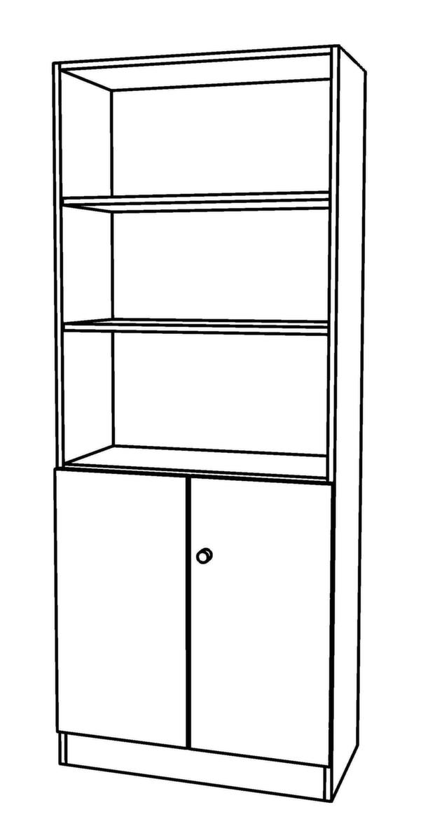 Kombischrank Sina mit 2 Türen und 3 Fächern, 5 Ordnerhöhen, weiß/silber Technische Zeichnung 1 ZOOM