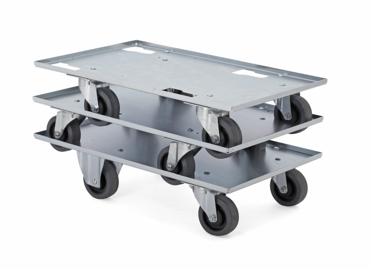 Transportroller mit Stahlladefläche, Traglast 300 kg, Elastik-Bereifung Standard 1 ZOOM
