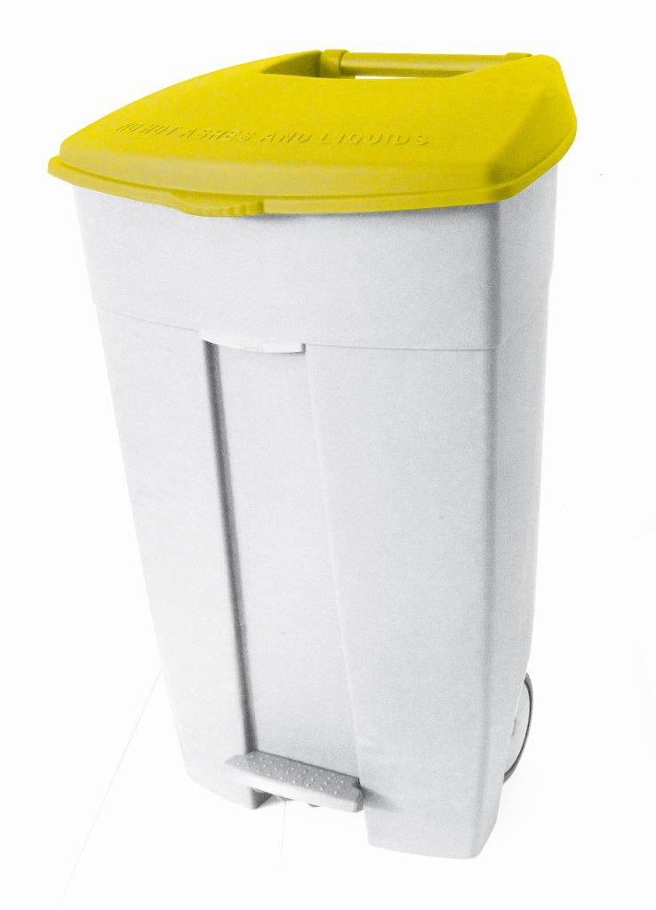 Fahrbare Abfalltonne Contiplast, 120 l, weiß, Deckel gelb Standard 1 ZOOM