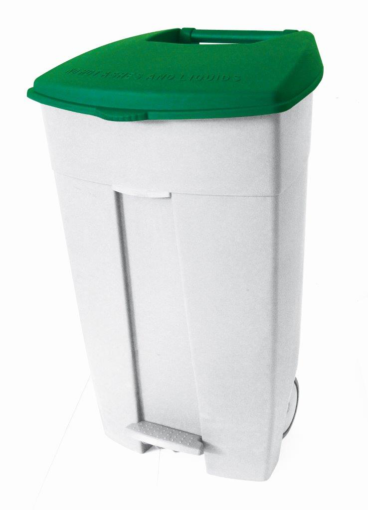 Fahrbare Abfalltonne Contiplast, 120 l, weiß, Deckel grün Standard 1 ZOOM