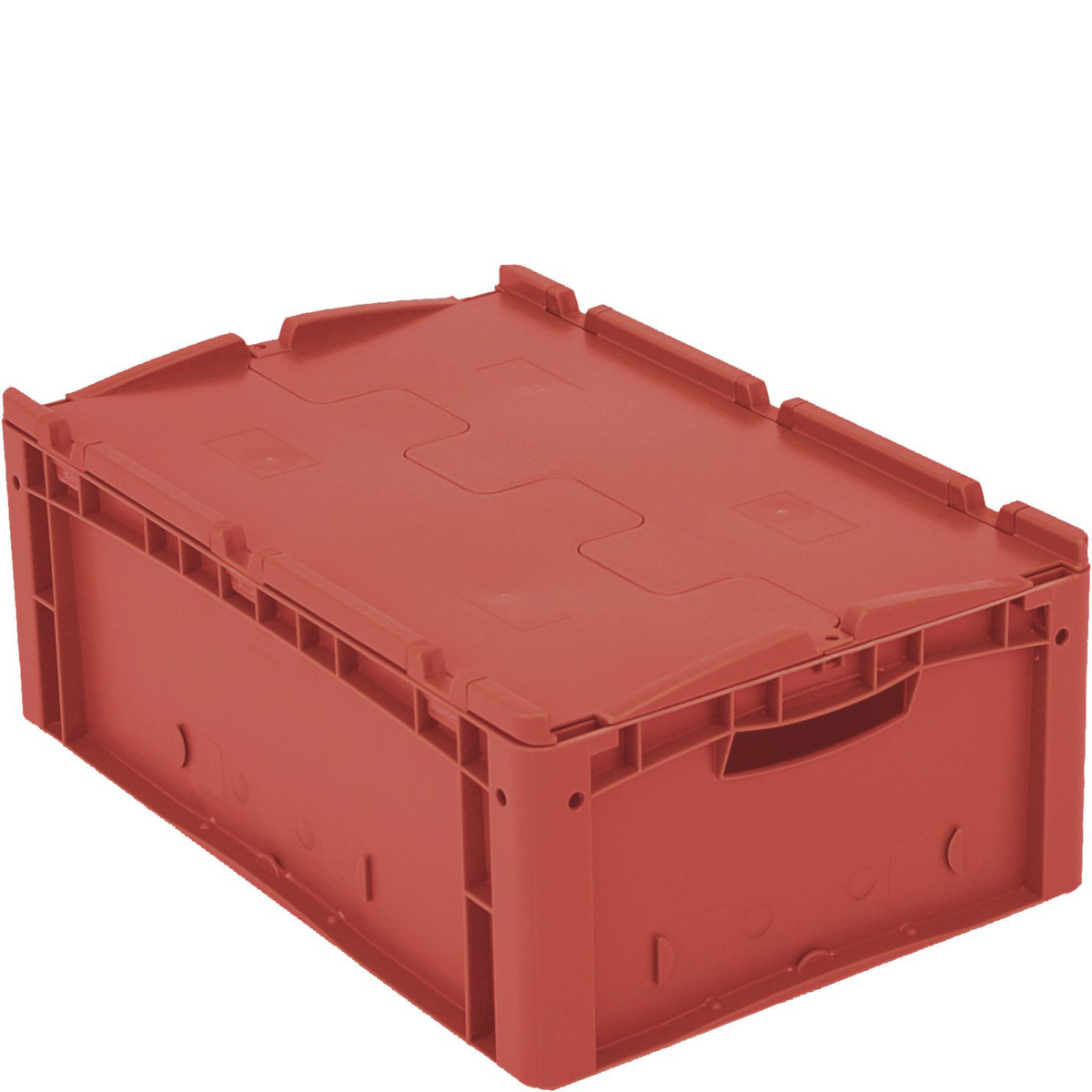 Euronorm-Stapelbehälter, rot, Inhalt 43 l, Zweiteiliger Scharnierdeckel Standard 2 ZOOM