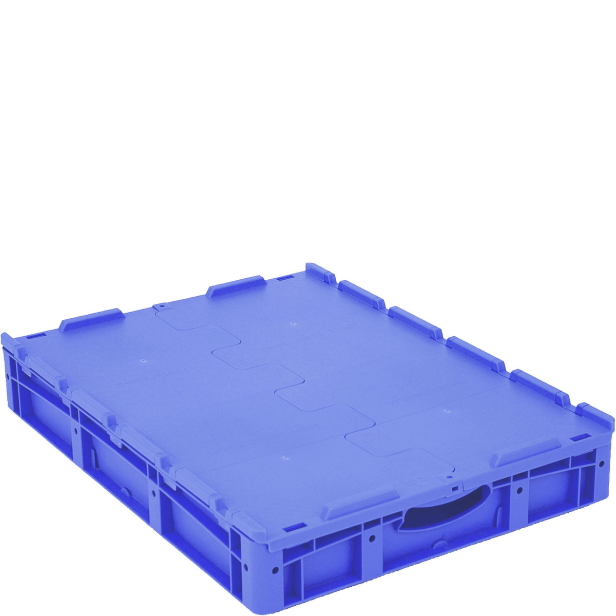 Euronorm-Stapelbehälter mit Doppelboden, blau, Inhalt 36 l, Zweiteiliger Scharnierdeckel Standard 2 ZOOM