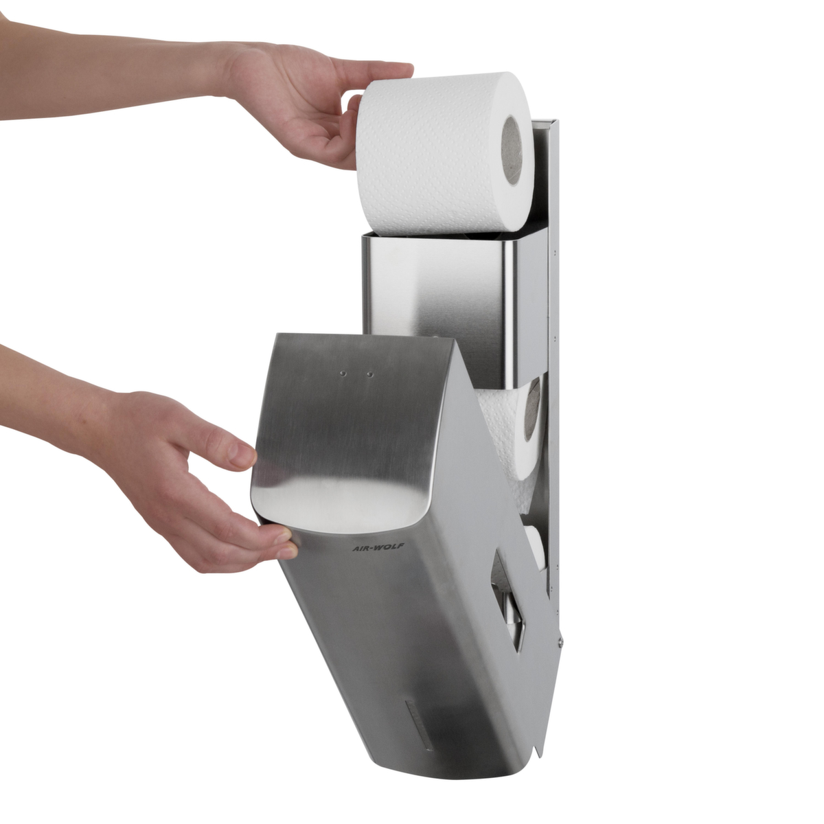 AIR-WOLF Toilettenpapierspender Gamma für 3 Rollen, Edelstahl Milieu 5 ZOOM