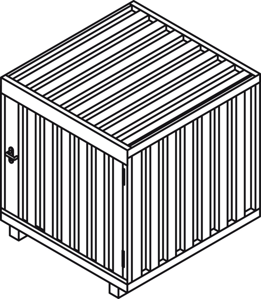 Säbu Magazinbox mit hochklappbarem Dach Technische Zeichnung 1 ZOOM