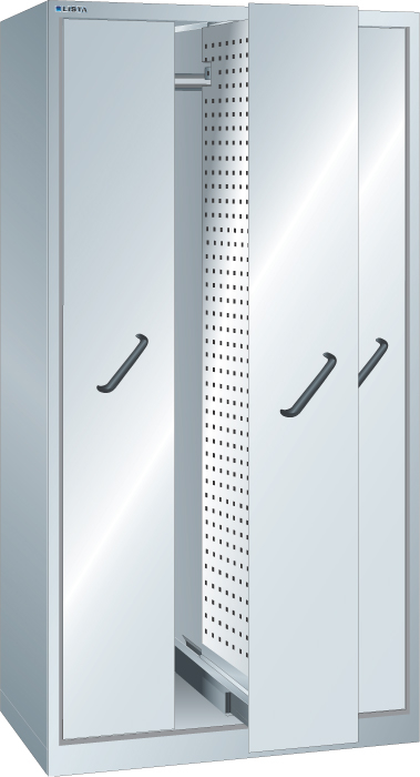 LISTA Vertikalauszugschrank mit Lochplatten, 3 Auszüge, RAL7035 Lichtgrau/RAL7035 Lichtgrau Standard 1 ZOOM