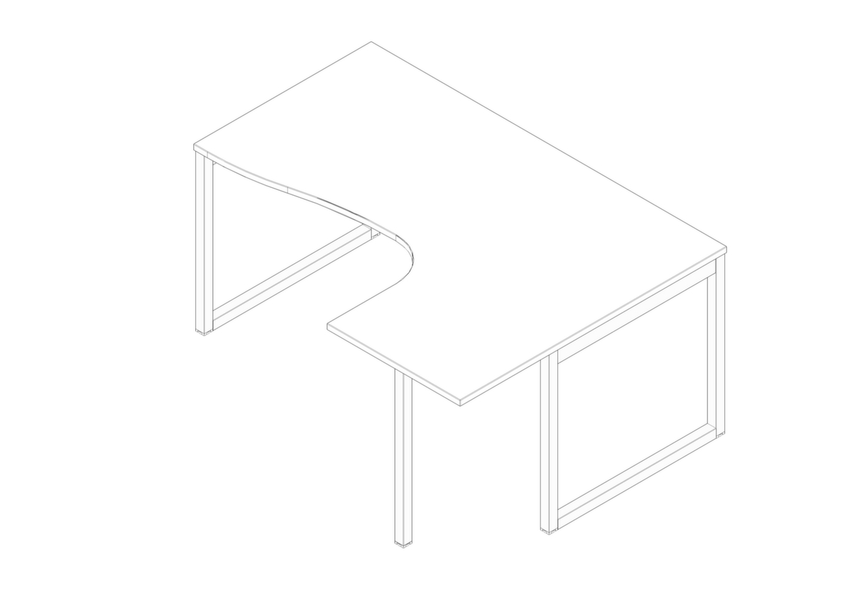 Quadrifoglio Winkel-Schreibtisch Practika, Kufengestell, Breite 1600 mm, weiß/weiß