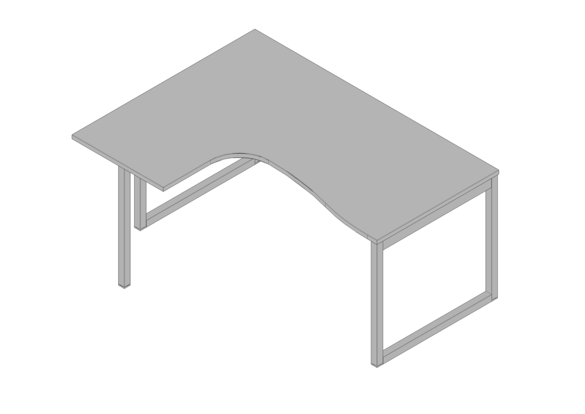 Quadrifoglio Winkel-Schreibtisch Practika, Kufengestell, Breite 1600 mm, grau/alu