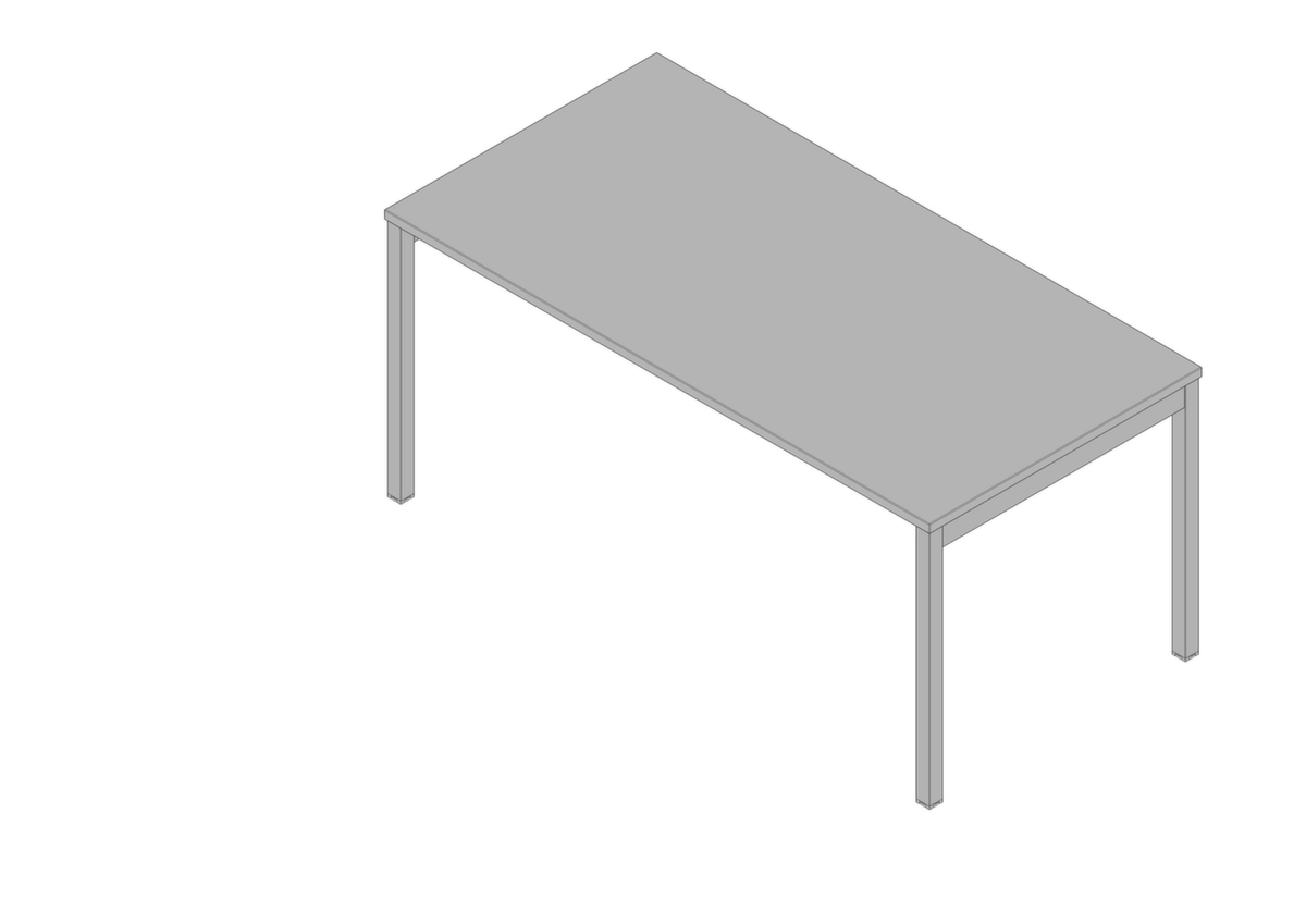 Quadrifoglio Schreibtisch Practika mit 4-Fußgestell, Breite x Tiefe 1600 x 800 mm, Platte grau