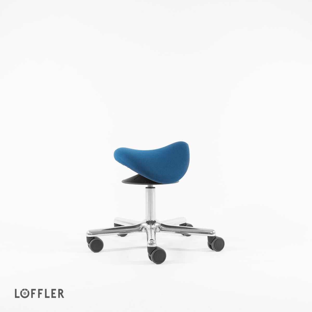 Löffler Sattelsitzhocker Sedlo mit Höhenverstellung, Sitz blau, Rollen Artikel ähnlich 2 ZOOM