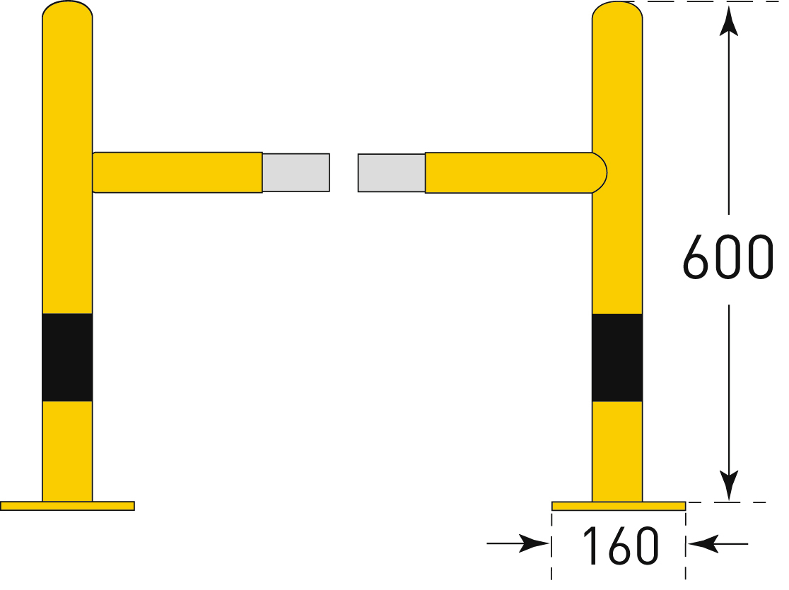 Moravia Säulen-Anfahrschutz MORION, Höhe 600 mm Technische Zeichnung 1 ZOOM