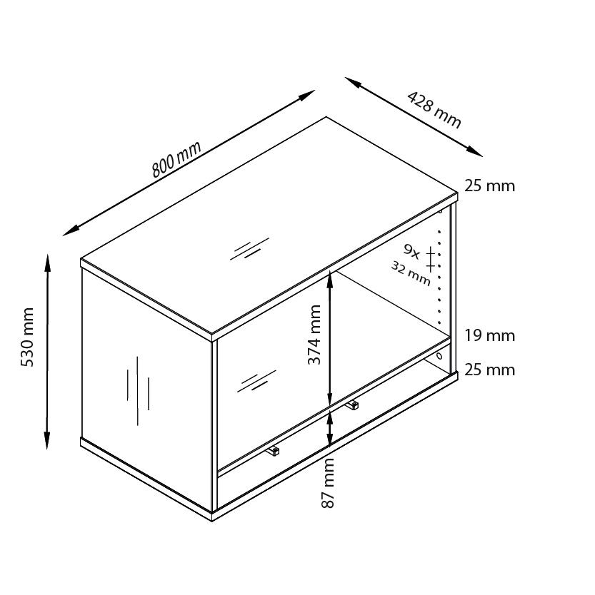Aufsatz 9Y für Rollcontainer Technische Zeichnung 1 ZOOM