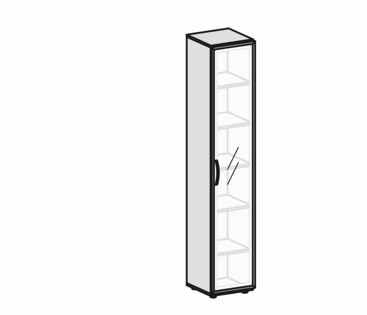 Gera Glastürenschrank Milano, 6 Ordnerhöhen Technische Zeichnung 1 ZOOM